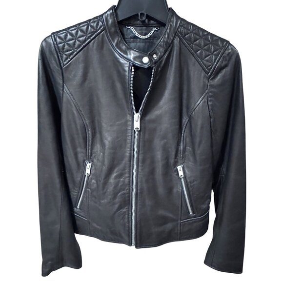Marc New York Andrew Marc Womens Leather Motorcycle Jacket Black S NWT MSRP $350 - Picture 1 of 9